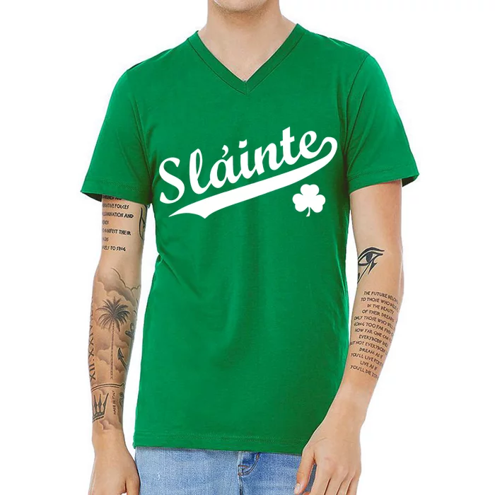 Team Slainte Irish Clover St. Patrick's Day V-Neck T-Shirt