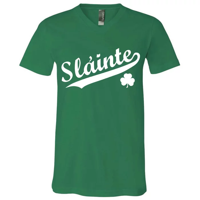 Team Slainte Irish Clover St. Patrick's Day V-Neck T-Shirt