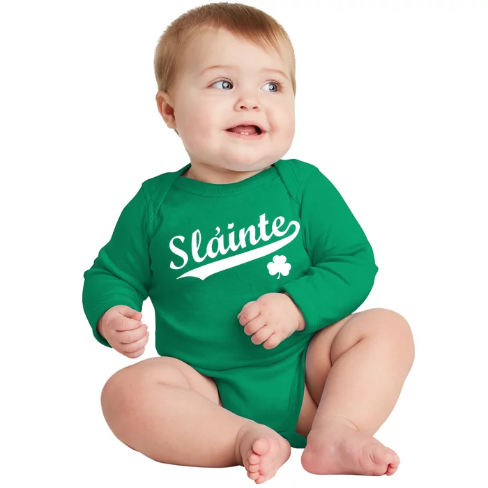 Team Slainte Irish Clover St. Patrick's Day Baby Long Sleeve Bodysuit