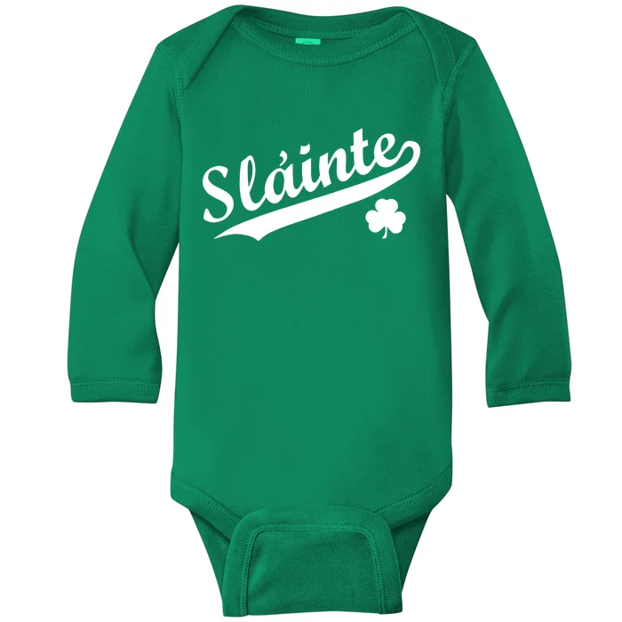 Team Slainte Irish Clover St. Patrick's Day Baby Long Sleeve Bodysuit