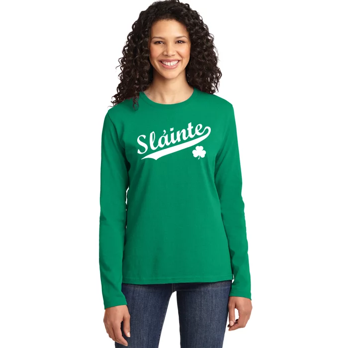 Team Slainte Irish Clover St. Patrick's Day Ladies Long Sleeve Shirt