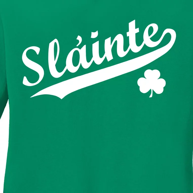 Team Slainte Irish Clover St. Patrick's Day Ladies Long Sleeve Shirt