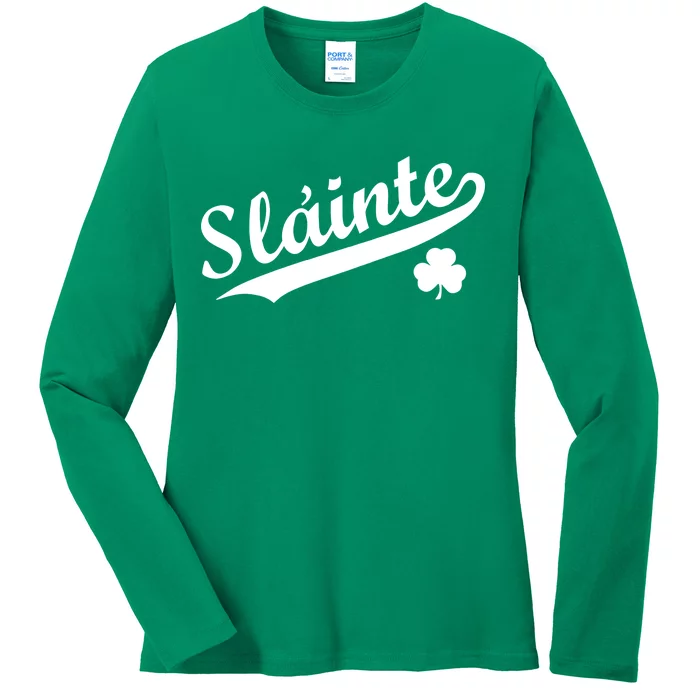 Team Slainte Irish Clover St. Patrick's Day Ladies Long Sleeve Shirt