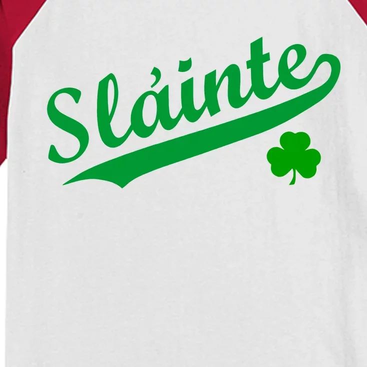 Team Slainte Irish Clover St. Patrick's Day Kids Colorblock Raglan Jersey