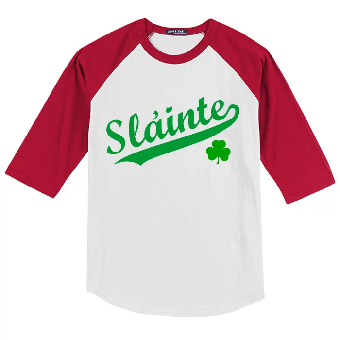 Team Slainte Irish Clover St. Patrick's Day Kids Colorblock Raglan Jersey