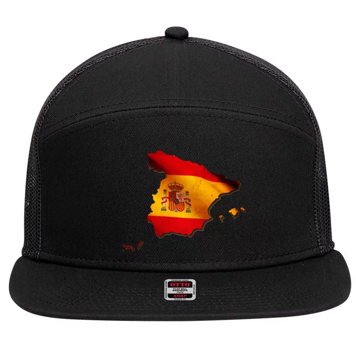 Team Spain Espana Flag Country Map 7 Panel Mesh Trucker Snapback Hat