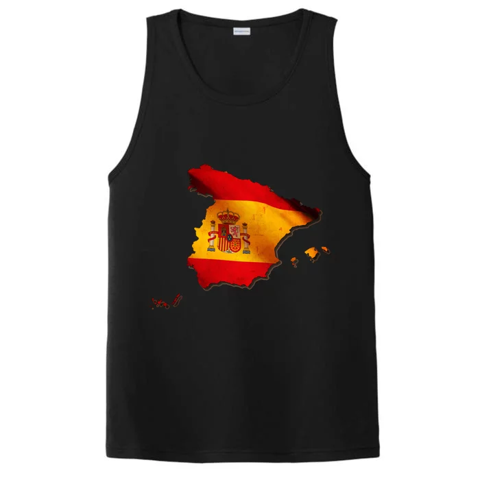 Team Spain Espana Flag Country Map Performance Tank