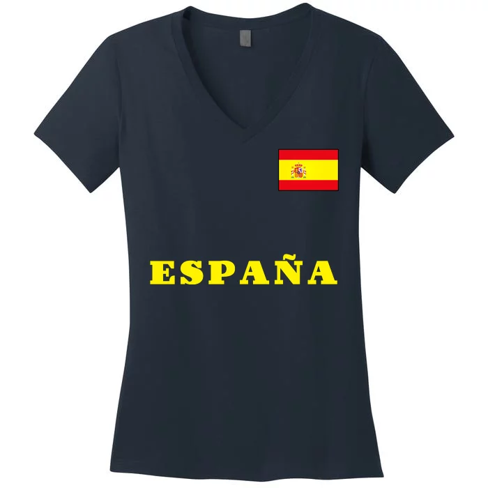 Team Spain Espana Soccer Flag Pride Women's V-Neck T-Shirt