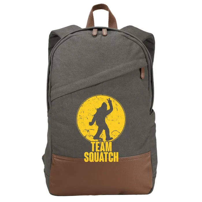 Team Squatch Bigfoot Sasquatch Cotton Canvas Backpack