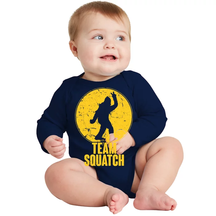 Team Squatch Bigfoot Sasquatch Baby Long Sleeve Bodysuit