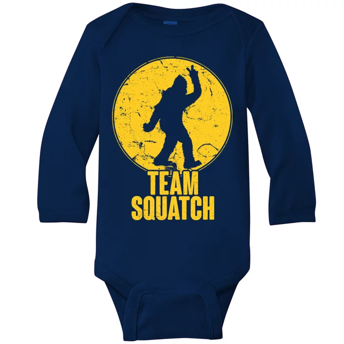 Team Squatch Bigfoot Sasquatch Baby Long Sleeve Bodysuit