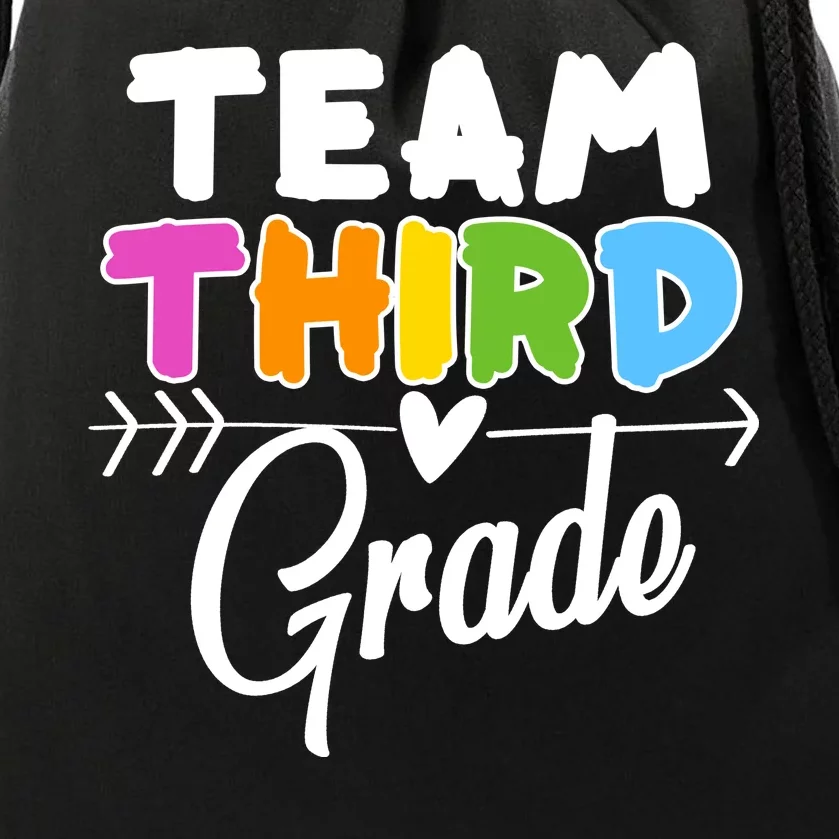 Team Third Grade Arrow Heart Drawstring Bag