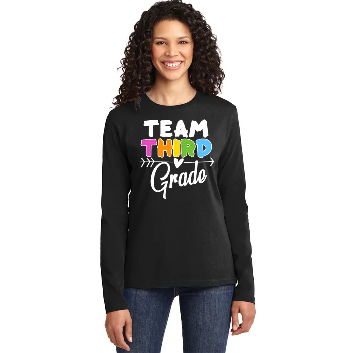 Team Third Grade Arrow Heart Ladies Long Sleeve Shirt