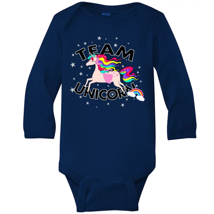 Team Unicorn Baby Long Sleeve Bodysuit