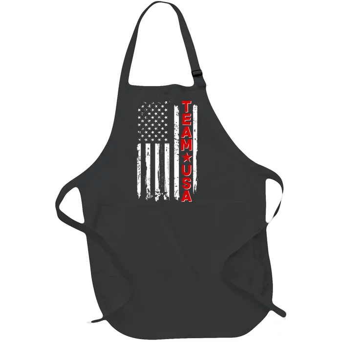 Team USA Distressed American Flag Full-Length Apron With Pocket