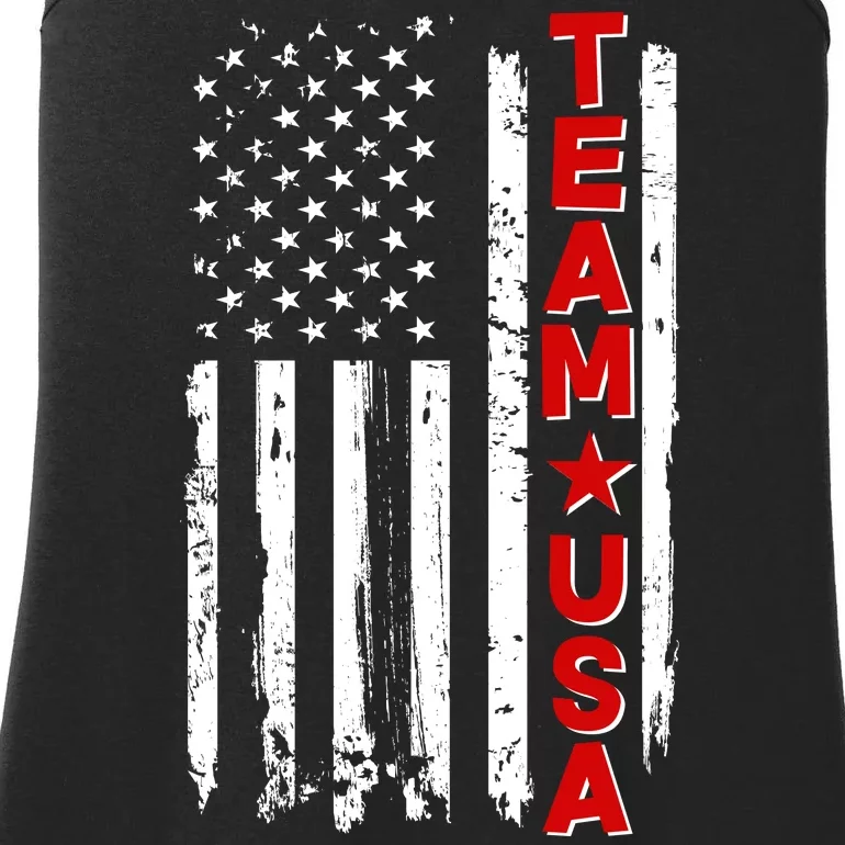 Team USA Distressed American Flag Ladies Essential Tank