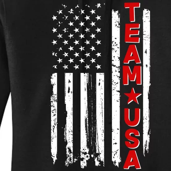 Team USA Distressed American Flag Women's Pullover Hoodie