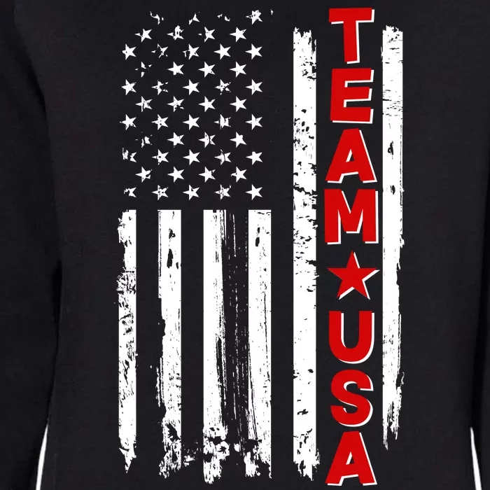 Team USA Distressed American Flag Womens California Wash Sweatshirt