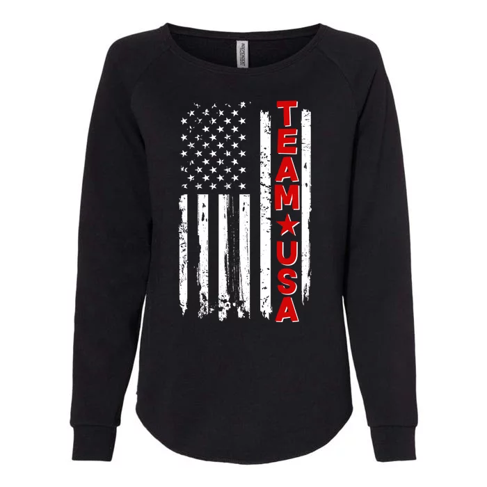 Team USA Distressed American Flag Womens California Wash Sweatshirt