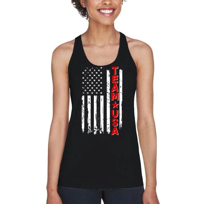 Team USA Distressed American Flag Women's Racerback Tank