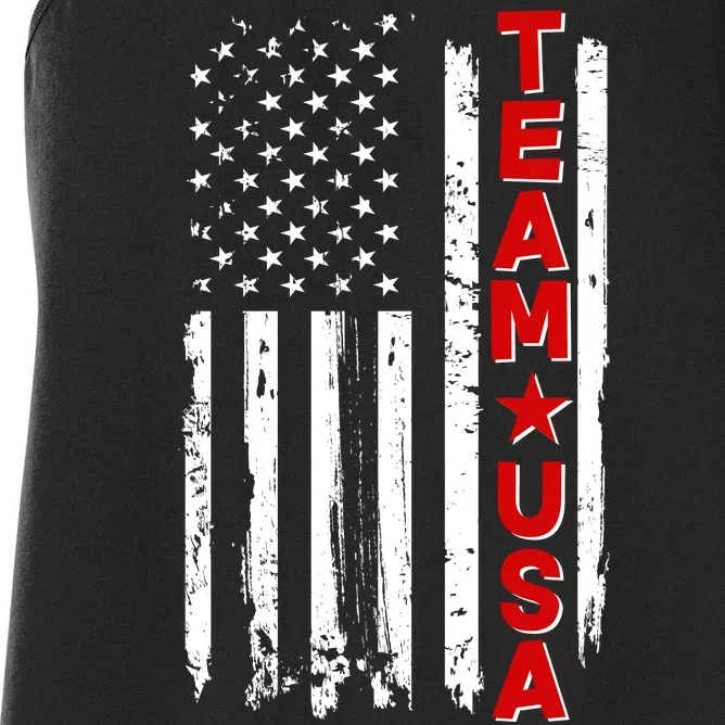 Team USA Distressed American Flag Women's Racerback Tank