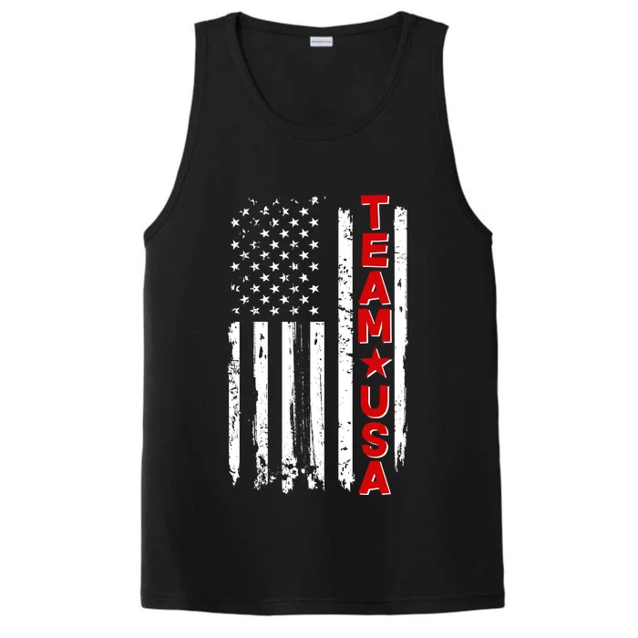 Team USA Distressed American Flag Performance Tank