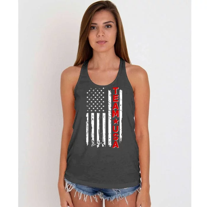 Team USA Distressed American Flag Women's Knotted Racerback Tank