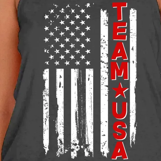 Team USA Distressed American Flag Women's Knotted Racerback Tank