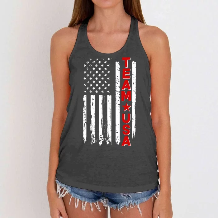 Team USA Distressed American Flag Women's Knotted Racerback Tank