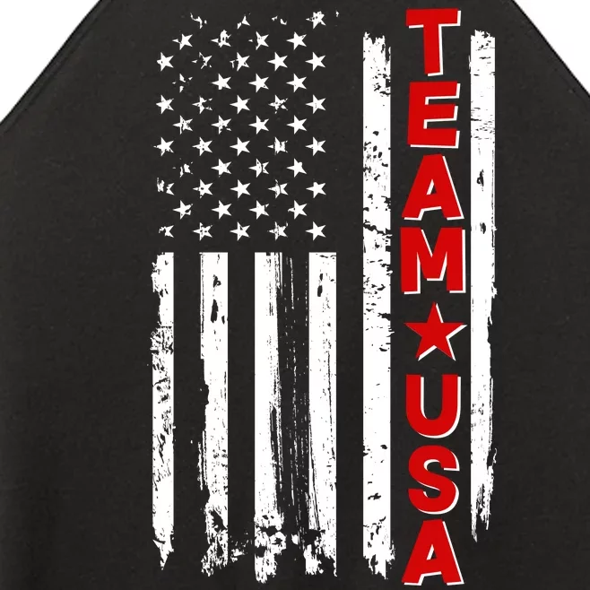 Team USA Distressed American Flag Women’s Perfect Tri Rocker Tank