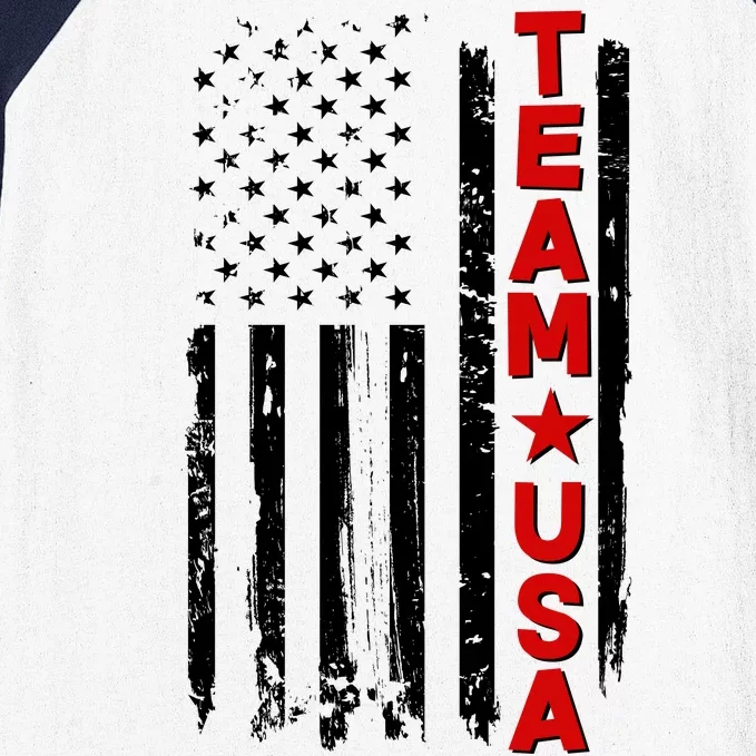 Team USA Distressed American Flag Baseball Sleeve Shirt