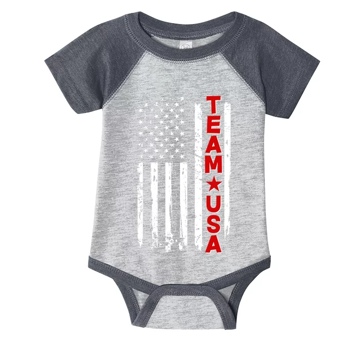 Team USA Distressed American Flag Infant Baby Jersey Bodysuit