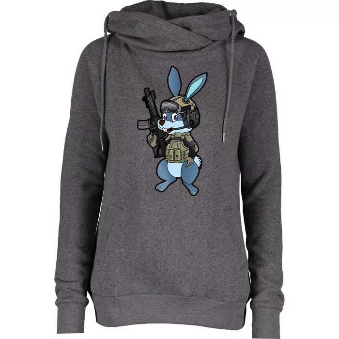 Tactical Easter Bunny Womens Funnel Neck Pullover Hood