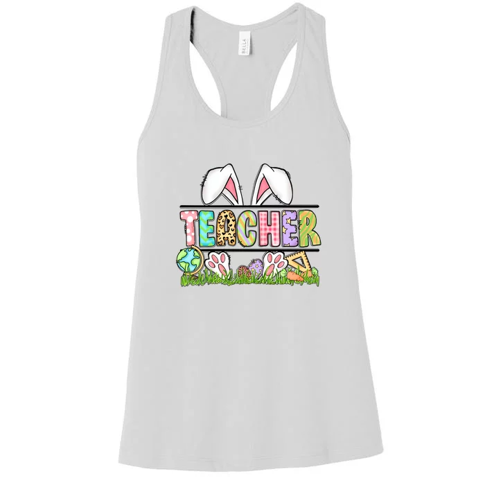 Teacher Easter Bunny Funny Ears Easter Day Gift Women's Racerback Tank