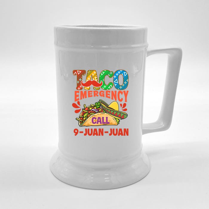 Taco Emergency Call 9 Juan Juan Funny Gift Cinco De Mayo Front & Back Beer Stein