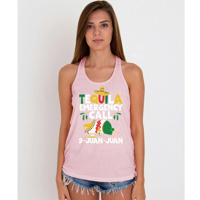 Tequila Emergency Call 9 Juan Juan Mexican Cinco De Mayo Gift Women's Knotted Racerback Tank