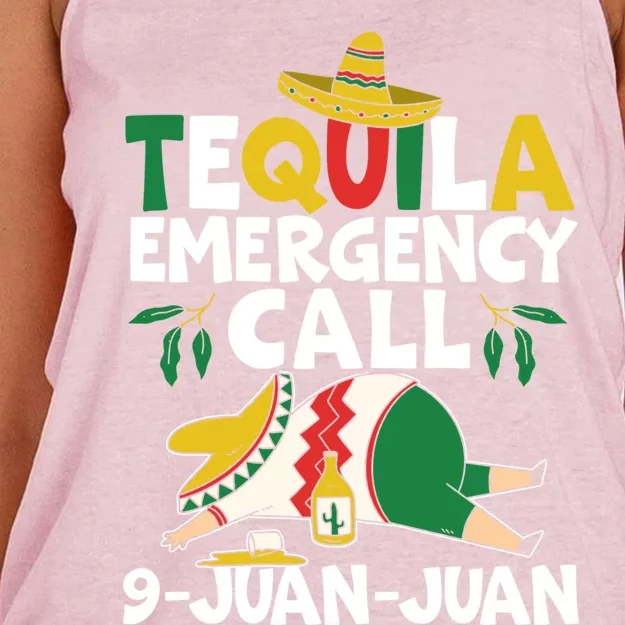 Tequila Emergency Call 9 Juan Juan Mexican Cinco De Mayo Gift Women's Knotted Racerback Tank