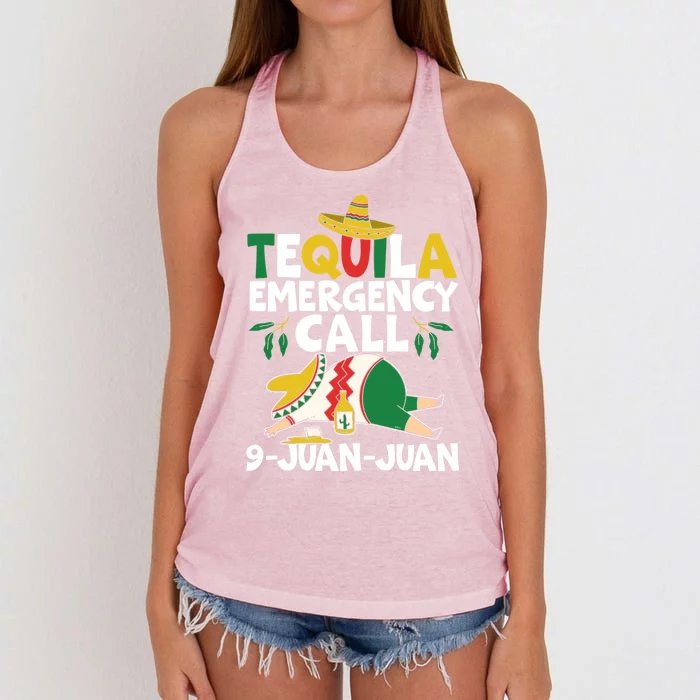 Tequila Emergency Call 9 Juan Juan Mexican Cinco De Mayo Gift Women's Knotted Racerback Tank