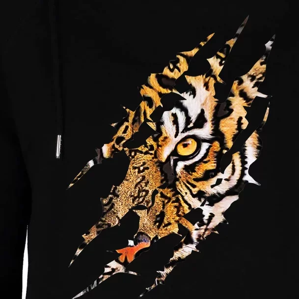 Tiger Eye Claw Marks Wild Bengal Safari Lover Zookeeper Womens Funnel Neck Pullover Hood