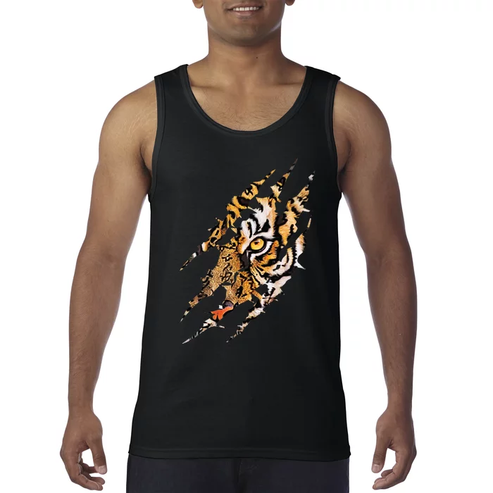 Tiger Eye Claw Marks Wild Bengal Safari Lover Zookeeper Tank Top