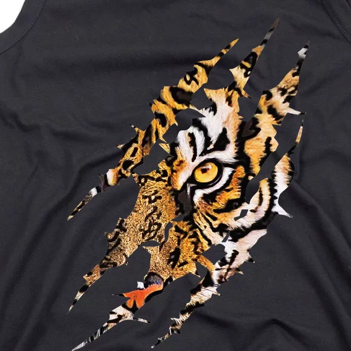 Tiger Eye Claw Marks Wild Bengal Safari Lover Zookeeper Tank Top