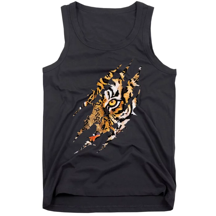 Tiger Eye Claw Marks Wild Bengal Safari Lover Zookeeper Tank Top