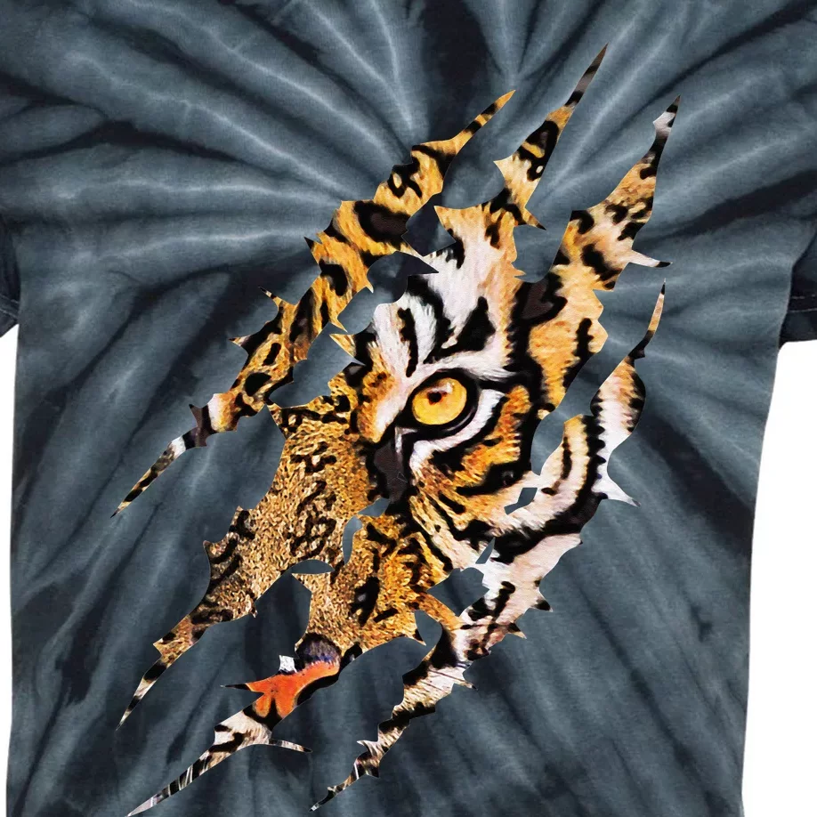 Tiger Eye Claw Marks Wild Bengal Safari Lover Zookeeper Kids Tie-Dye T-Shirt