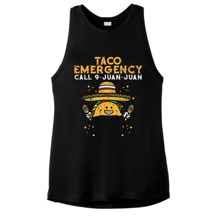 Taco Emergency Call 9 Juan Juan Funny Cinco De Mayo Fiesta Ladies Tri-Blend Wicking Tank