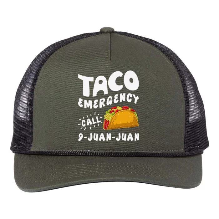 Taco Emergency Call 9 Juan Juan Funny Cinco De Mayo Retro Rope Trucker Hat Cap