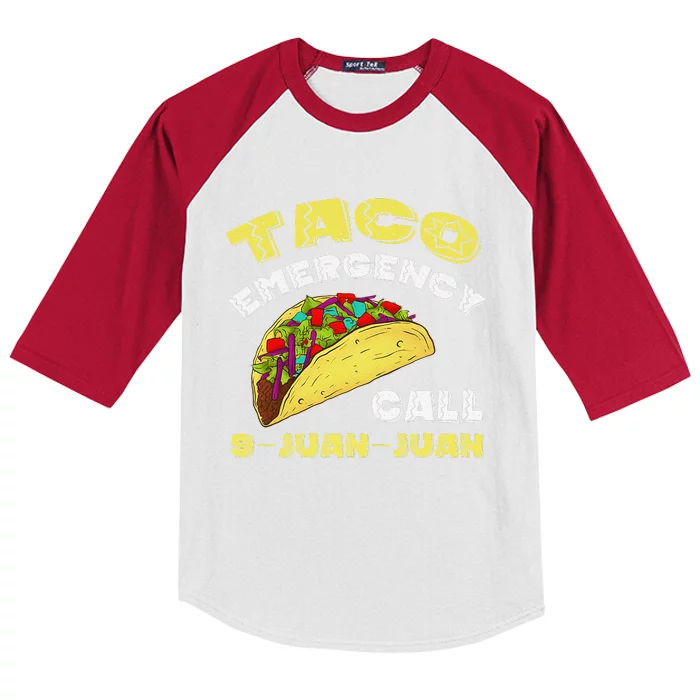 Taco Emergency Call 9 Juan Juan Cinco De Mayo Funny Kids Colorblock Raglan Jersey