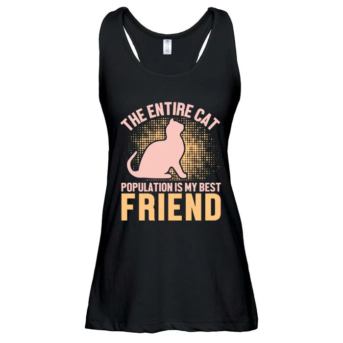 The Entire Cat Population Is My Best Friend Ladies Essential Flowy Tank