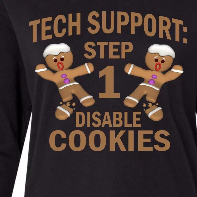 Tech Support Step One Disable Cookies Womens Cotton Relaxed Long Sleeve T-Shirt