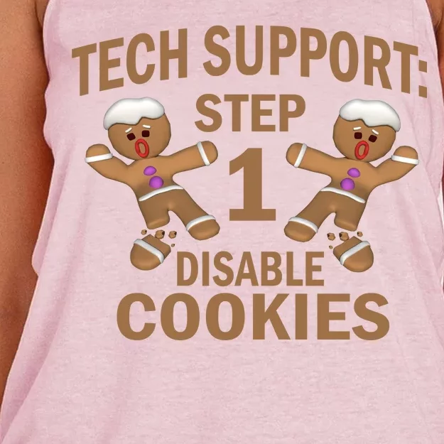 Tech Support Step One Disable Cookies Women's Knotted Racerback Tank