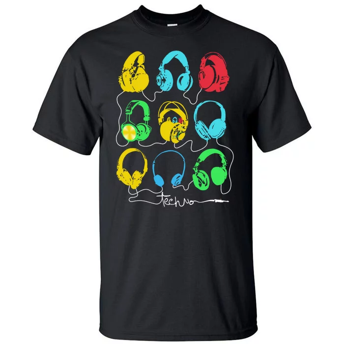 Techno Music Headphones Tall T-Shirt